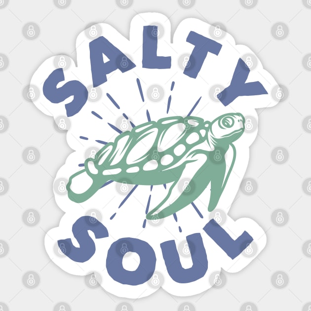 Salty Soul Turtle Typography - Cute Sticker by Ravensdesign